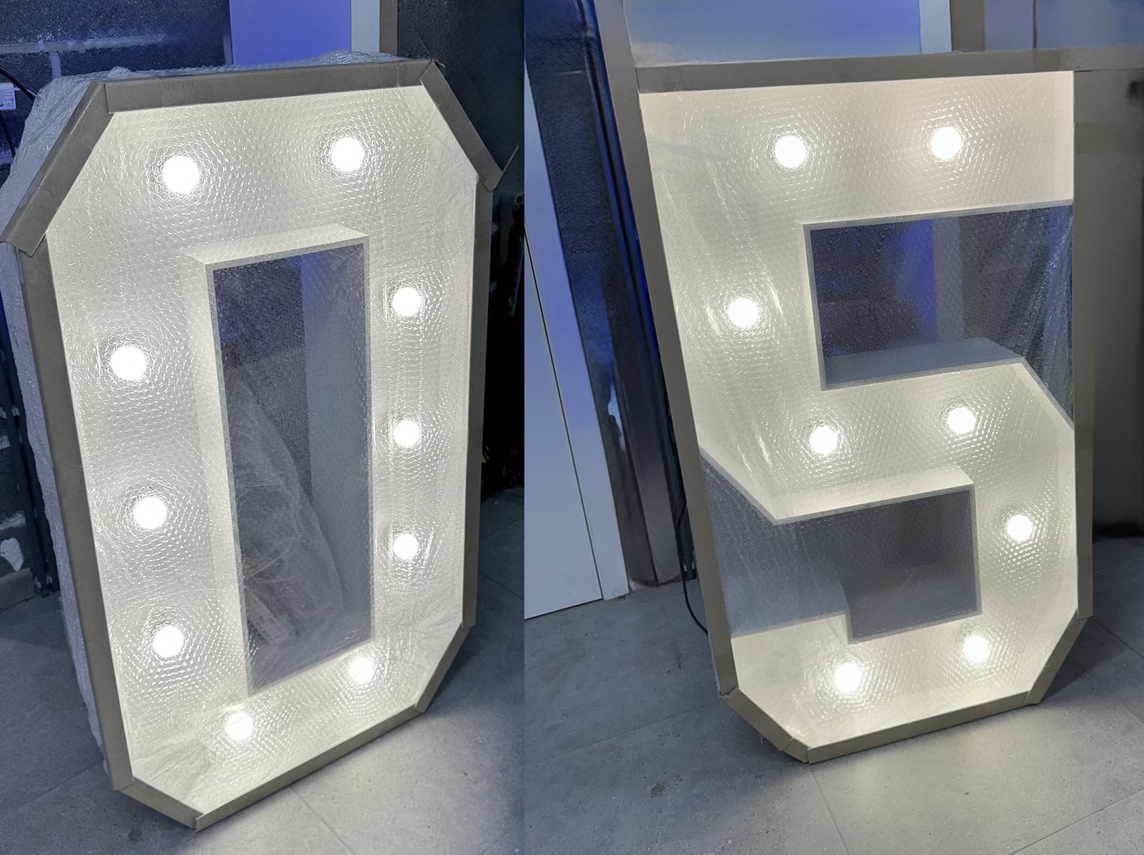 Chiffres 05 lumineux en cours de réalisation