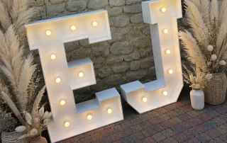EJ – Lettres lumineuses InstantLed Initiales E et J lumineuses avec décoration en pampas
