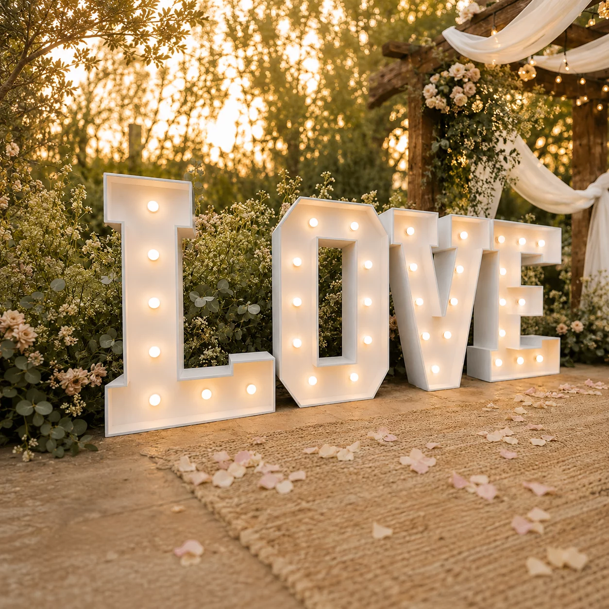 InstantLed – Lettres LOVE Lettres LOVE lumineuses de 1m20 dans un jardin, gamme InstantLED Classic